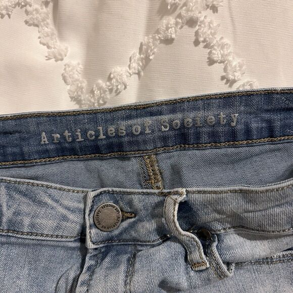 Articles of Society Jean Shorts Blue Women's 28 Mid Rise Cut Off Stretch Denim - Picture 6 of 9